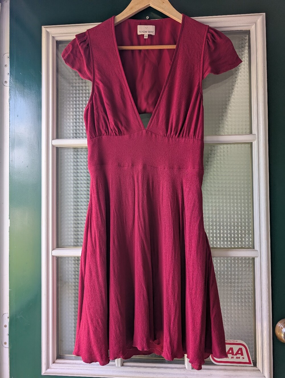 Sunday Best Raspberry V-Neck Fit & Flare Mini Dress